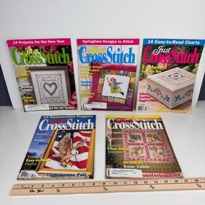 Just Cross Stitch 2005 Magazines Lot of 5 Patriotic Summer Garden Flowers Birds